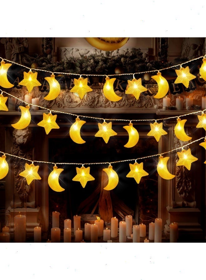 أضواء رمضان ، 20 ليد الستار أضواء الزخرفية ، 3 متر الدافئة الأبيض للماء القمر ستار سلسلة أضواء لنافذة غرفة المعيشة شرفة في الهواء الطلق احتفالي - Image 3